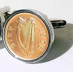 Lucky Irish Cufflinks - Celtic bird- Ireland 1/2p Irish Mint coin - Very rare gift -Presentation box included - 100% satisfaction 3 day delivery option at check out The Irish halfpence cufflinks are made from mint 1971 1/2p coins, which are uncirculated and have perfect definition. The halfpenny design is of an ornamental celtic bird which is taken from the book of Kells housed in Trinity college. The bird is a ancient drawing taken from the old manuscripts (bible) All the cufflinks come in a si Vintage Round Cufflinks For Gift, Vintage Round Cufflinks As Gift, Engraved Cufflinks For Father's Day Gift, Classic Round Cufflinks For Gift, Classic Round Cufflinks As Gift, Father's Day Gift Engraved Cufflinks, Adjustable Cufflinks As Gift, Formal Cufflinks With Gift Box For Father's Day, Classic Jewelry Gift For Father's Day