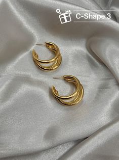 Set of 9 Pairs 14k Gold Plated Stainless Steel Hoop Earrings Croissant Earring - Etsy Vietnam Trendy Stainless Steel Huggie Hoop Earrings, Trendy Stainless Steel Hoop Earrings For Everyday, Trendy Small Hoop Stainless Steel Earrings, Everyday Stainless Steel Tarnish Resistant Hoop Earrings, Chunky Hoop Earrings, Jewelry Care Instructions, Jewelry Earrings Hoops, V Shape, Jewelry Care