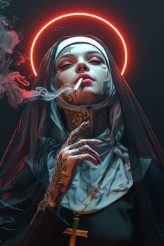 Грешница | Пикабу Bad Nun Wallpaper, Dark Nun Tattoo, Evil Nun Tattoo, Nun Illustration, Dark Female Art, Dark Witch Art, Nun Tattoo, Nun Art, Cyberpunk Horror