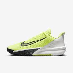 the nike zoom low is an all - white, neon yellow shoe with black accents