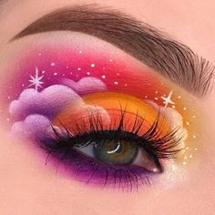 Cloud Eye Makeup, Colorful Makeup Looks, Sunset Eyes, Fantasy Make-up, Halloweenský Makeup, Make Up Designs, Mekap Mata, Drag Make-up