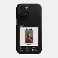 an iphone case with a photo of a man on the phone and text that reads, blond