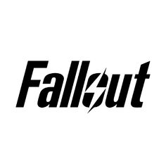 It says Fallout in a generic print font that’s italicized, it’s in black with the background white, and the O has a lightning shape in the center instead of a circle. Fallout Please Stand By, Fallout Wallpaper Pc, All Blacks Logo, Fallout 4 Wallpapers, Fallout Wallpaper, Vault 111, Phone Wallpapers Vintage