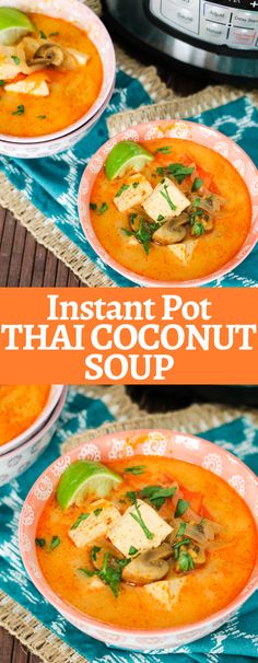 instant pot thai coconut soup in two bowls