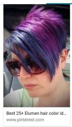 Blue And Purple Pixie Hair, Pink And Blue Pixie Hair, Elumen Hair Color, Honey Highlights, Bob Hair Color, Bold Hair Color, Temporary Hair Color, Edgy Short Hair