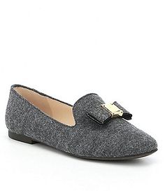 Cole Haan Tali Flannel Bow Detail Loafers Elegant Flat Heel Moccasins For Fall, Luxury Formal Flats For Fall, Formal Flats With Removable Insole For Fall, Chic Formal Moccasins For Fall, Elegant Closed Toe Moccasins For Fall, Women's Flats, Dillard's, Bow Detail, Cole Haan