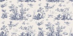 a blue and white toiler print wallpaper