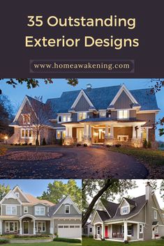 the front and side of a house with text overlay that reads, 5 outstanding exterior designs