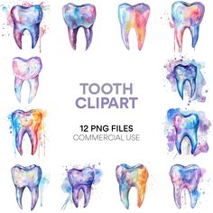 Tooth Clipart, Tooth Fairy, Drawing Techniques, Dental Care, Essence, Digital Art, Instant Download, Bundles, Clip Art