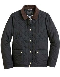 J Crew Jacket Womens Black Quilted Corduroy Trim Zip/Snap Field Barn Ladies J Crew took inspiration from classic American workwear when they first dreamt up the Barn Jacket in 1983. This time around, you'll find the classic details you've always loved, plus a cozy, quilted fabric that's a pro at keeping chilly weather at bay. By buying cotton products from J.Crew, you're supporting their investment in Better Cotton's mission to help cotton communities survive and thrive while protecting and rest Classic Black Quilted Jacket For Work, Jacket Corduroy, J Crew Jacket, American Workwear, Barn Coat, Barn Jacket, Quilted Fabric, Chilly Weather, Barn Quilts