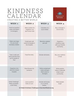 the kindness calendar is shown in red and blue