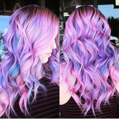 Cotton Candy Hair Color, Candy Hair Color, Dyed Hair Pastel, Ombre Blond, Vibrant Hair, Hair Color Crazy