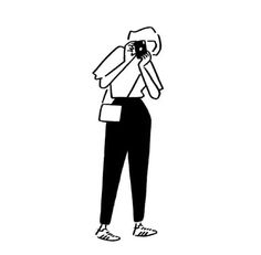 a black and white drawing of a person holding a cell phone up to their face