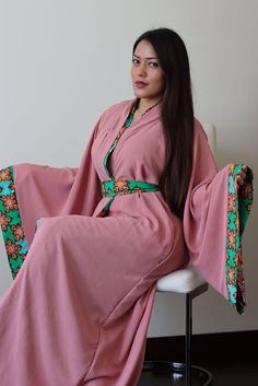 ellectives dressign gown Pink Maxi Length Kimono For Spring, Pink Traditional Dress With Kimono Sleeves, Traditional Pink Dress With Kimono Sleeves, Bohemian Pink Maxi-length Abaya, Pink Bohemian Maxi Length Abaya, Pink Bohemian Maxi Abaya, Pink Maxi Length Kimono For The Beach, Traditional Pink Kimono For Spring, Pink Bohemian Maxi Kimono