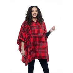 This full-zip long hooded poncho is a great extra layer that can cover everything from a T-shirt to a bulky sweater. This full-zip long hooded poncho is a great extra layer that can cover everything from a T-shirt to a bulky sweater. Full zip Single-layer midweight fleece No sleeves for extra mobility Attached hood 2 pocketsFIT & SIZING One size fits mostFABRIC & CARE Polyester Machine wash Imported Color: Red. Gender: female. Age Group: adult. Bulky Sweater, Fleece Poncho, Bulky Sweaters, Street Style Parisian, Hooded Poncho, Red Hoodie, Kimonos, Outerwear Women, Hand Warmers