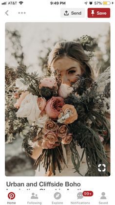 an instagram page with a woman holding flowers