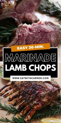 the marinade lamb chops are ready to be cooked in the oven and served with lemon wedges