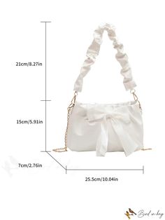 BirdinBag - Ruched Bow Decor Handbag Ruched Bag, College Work, Bags For Teens, Bow Decor, Types Of Bag, White Collar, Chain Styles, Shoulder Handbags, Shoulder Bag Women