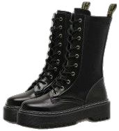 Fitted Punk Platform Boots With Round Toe, Gothic Martin Boots For Winter Concerts, Fitted Black Grunge Boots, Winter Martin Boots For Alternative Fashion, Punk Style Fitted High-top Platform Boots, Punk High-top Fitted Platform Boots, Fitted Black Punk Moto Boots, Fitted Winter Platform Boots For Concerts, Fitted High-top Punk Platform Boots