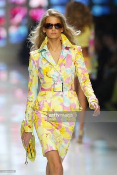 S/S 2004 Versace by Donatella Runway Pink Neon Yellow Floral Belted Skirt Suit For Sale at 1stDibs Designer Long Sleeve Sets For Spring, Spring Designer Party Sets, Designer Sets For Spring, Designer Party Sets For Spring, Spring Formal Yellow Set, Yellow Floral Print Spring Sets, Spring Yellow Floral Print Sets, Designer Fitted Summer Sets, Designer Fitted Sets For Summer