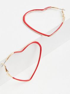 Take your hoop game to the next level with these earrings shaped like hearts. Lever back. Base metal . Imported. The best plus size women's red heart hoop earrings in red. Torrid is your destination for the freshest spring and summer styles. Trendy Small Hoop Heart Earrings, Trendy Hoop Earrings With Heart Charm, Trendy Small Hoop Earrings For Valentine's Day, Trendy Hoop Jewelry For Valentine's Day, Trendy Small Hoop Jewelry For Valentine's Day, Trendy Valentine's Day Hoop Jewelry, Trendy Heart-shaped Hoop Earrings For Valentine's Day, Trendy Hoop Earrings For Valentine's Day, Trendy Valentine's Day Hoop Earrings