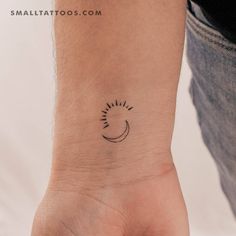 a small sun and moon tattoo on the left inner wrist, by smalltattoos com