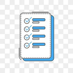 a blue and white checklist icon on a transparent background, with lines in the middle