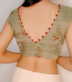 Category: Stitched Blouse Fabric: Pure Banarsi Silk Size - Available in Singapore Studio Note- There may be slight color variations due to photographic reasons. This is a hand-woven product and any irregularities in the weaving or pattern should not be taken as a defect. These irregularities make every handloom piece unique. Saree Blouse Back Embroidery Designs, Designer Blouse Patterns Unique For Silk Saree, Banarsi Silk Saree Blouse Design, Blouse Design For Cotton Silk Saree, Cotton Blouse Models, Sleeveless Blouse Patterns, Designer Blouse Designs Latest, Designer Saree Blouse Patterns Latest, Hi Neck Blouse Designs