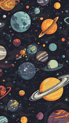 the solar system with many different planets and stars