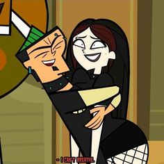 a cartoon image of a man hugging a woman