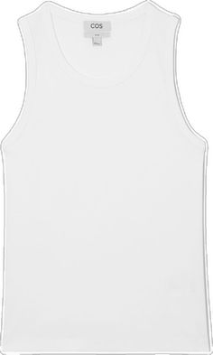 Everyday Ribbed Tank Top, Casual White Ribbed Tank Top, White Ribbed Casual Tank Top, Ribbed Cotton Tank Camisole, Sleeveless Tops With Ribbing For Layering, Everyday White Ribbed Tank Top, White Ribbed Tank Top, Casual Style, Sleeveless Ribbed Top For Layering, White Scoop Neck Tank Top For Layering