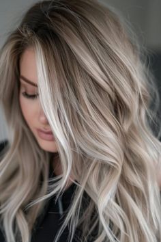 Fall Blonde Hair Money Piece, Root Smudge Icy Blonde, Modern Blonde Hair Color, Creamy Beige Blonde Balayage, Platinum Blonde Partial Highlights, Moody Blonde Hair, Straight Hair Highlights Blonde, Blonde And Dark Blonde Hair, Balayage Blonde With Money Piece