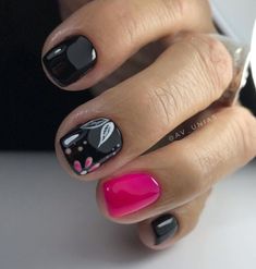 Black Gel Nails Ideas, Gel Nails Ideas, Pink Black Nails, Black Gel Nails, Toe Nail Designs, Get Nails, Nails 2024