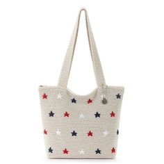 The Sak Casual Classics Tote - |Hand Crochet - Natural Multi Stars| The Sak, Crochet Tote, Shiny Silver, Weekender Bag, Handbag Accessories, Hand Crochet, Apparel Accessories, Casual Women, Gold Color