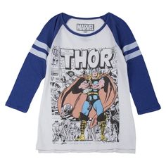 Marvel Thor Graphic Tee Thor Superhero, Geek Clothes, Marvel Clothes, Nerd Fashion, Marvel Thor, Raglan Tee, Superhero Comic, Sweater Sleeves