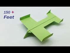 an origami airplane is shown with the text, 150 + feet