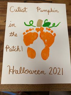 Footprint Pumpkin, Crafts For Infants, Newborn Crafts, Nursery Crafts