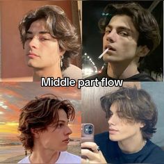 Dream Flow Haircut, Middle Part Flow Men, The Flow Hairstyle Men, Middle Part Mullet, Wolfcut Men, Middle Part Flow, Flow Haircut Men, Middle Part Haircut, 90s Hairstyles Men