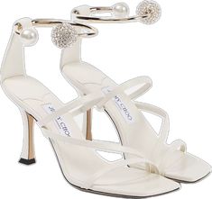 Luxury Open Toe Sandals With Heel Loop, Luxury Sandals With Single Toe Strap, Embellished Leather Sandals With Open Heel, Designer Sandals With Square Toe And Branded Heel, Designer Sandals With Heel Strap And Square Toe, Chic Leather Wedding Sandals, Luxury Padded Heel Wedding Sandals, Chic Leather Sandals For Wedding, Luxury Leather Sandals With Square Toe