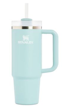 the stanley travel mug in light blue