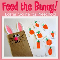 a paper bag with carrots on it and the words feed the bunny