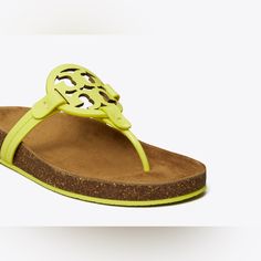 One Tory Burch Miller Cloud Sandals Sz 6.5 Color: Blazing Yellow Leather Upper, Leather Lining, Rubber Sole Includes Box Cloud Sandals, Tory Burch Miller, Yellow Leather, Footwear Design Women, Designer Sandals, Handbag Shoes, Tory Burch Shoes, New Handbags, Summer Collection