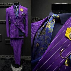 Leather Suits for Men Wide Peak Lapel Jacket Double Breasted Dinner Host Tuxedos | eBay Purple Pinstripe Suit, Mens 3 Piece Suits Wedding, Fancy Suits For Men, Purple Suits For Men, Zoot Suit Wedding, Wedding Tuxes, Colorful Suits, Unique Suits, Wedding Groom Suit