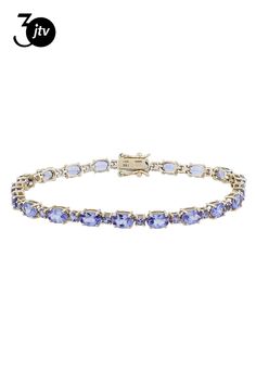 7.60ctw Oval And 1.20ctw Round Blue Tanzanite 10k Yellow Gold Tennis Bracelet. Measures Approximately 0.18"W. Hidden Box Clasp Closure With Double Safety Lock. Gold Tennis Bracelet, Blue Tanzanite, Box Clasp, Tennis Bracelet, 10k Gold, Tennis, Yellow Gold, Bracelet, Yellow