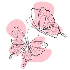 two pink butterflies flying in the air