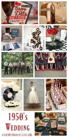 the 1950's wedding collage is shown here