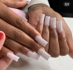 Milky Pink Square Nails, Long Milky White Nails, Basic Long Nails, Pink Square Nails, Acrylic Nail Designs Classy, Birthday Nail, Milky Pink, Queen Nails, Curved Nails