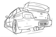 a drawing of a car with its hood open