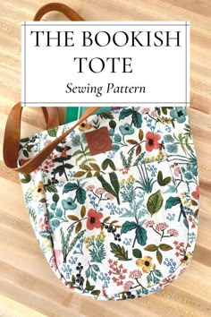 The Bookish Tote Bag sewing pattern (2 sizes) - Sew Modern Bags Crochet Bag Sewing Patterns, Canvas Bag Pattern Sewing Projects, Library Book Bag Diy Canvas Totes, One Yard Projects Sewing, Simple Pattern Sewing, Book Case Sewing Pattern, Diy Book Bag Pattern, Library Bag Pattern, Library Bag Diy