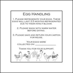 an egg handling card with chickens on it